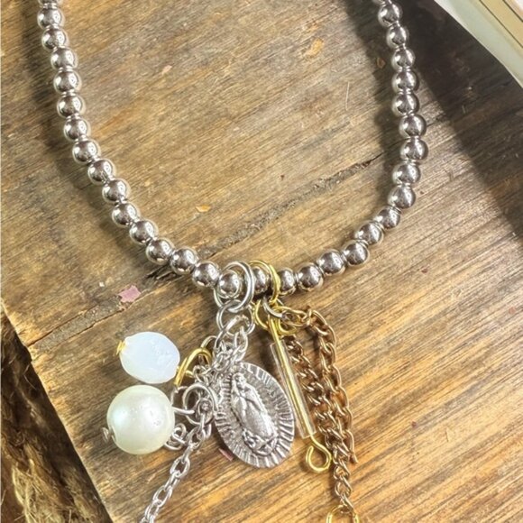 Alquimia Gold and Silver Charm Bracelet Our Lady of Guadalupe medal - Picture 1 of 1